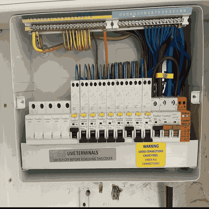 Small fuse box wired up neatly